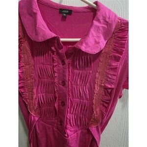 NWOT Anthropologie Aziz S Pleat Front Coquette Collar Tie Back Tunic 125296